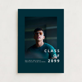 Modern Teal Typography Graduation Announcement 招待状