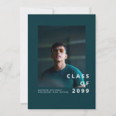 Modern Teal Typography Graduation Announcement 招待状 (正面)