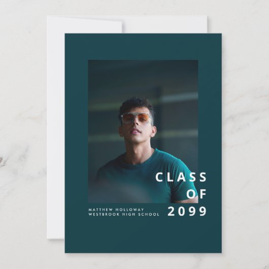Modern Teal Typography Graduation Announcement 招待状 (正面)