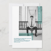 Modern Teal Typography & Tassel Grad Party Photo 招待状 (裏面)