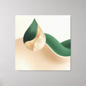 Modern Teardrop Wave Abstract Beige and Green  キャンバスプリント (正面)