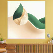 Modern Teardrop Wave Abstract Beige and Green  キャンバスプリント (インサイチュ (リビング))