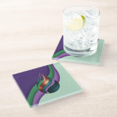 Modern Teardrop Wave Purple Green Copper Coaster ガラスコースター (アングル)
