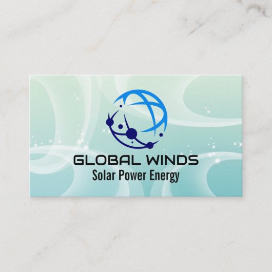Modern Tech Globe Logo | Solar Winds Background 名刺 (正面)