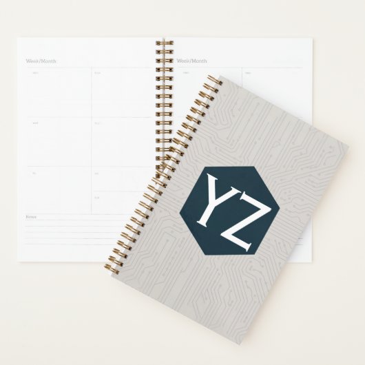 Modern Tech Grid Beige プランナー手帳 (ディスプレー)