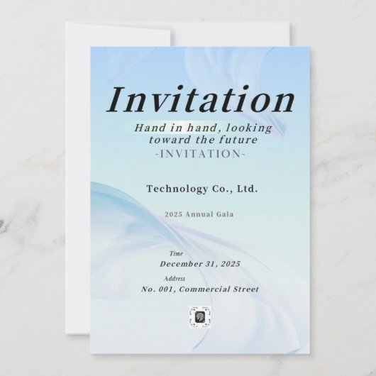 Modern Tech Light Blue Corporate Gala Invitation – 招待状 (裏面)