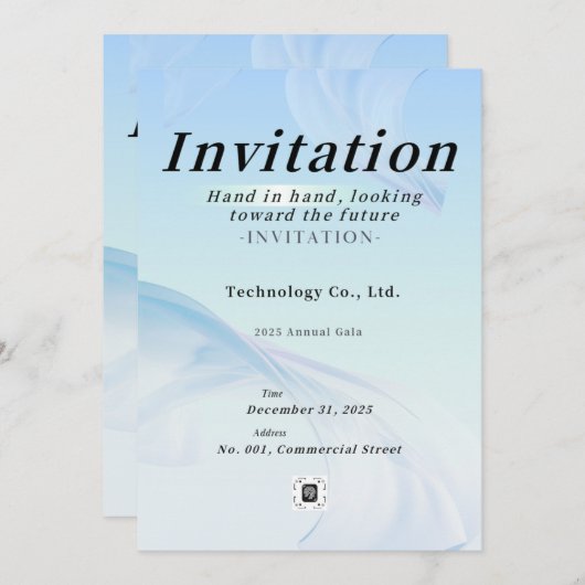 Modern Tech Light Blue Corporate Gala Invitation – 招待状 (正面/裏面)