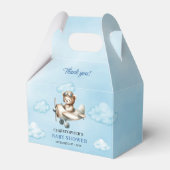 Modern Teddy Bear Aviator Blue Brown Boy Shower  フェイバーボックス (正面サイド)