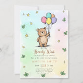 Modern Teddy bear Friendly baby shower 招待状 (正面)
