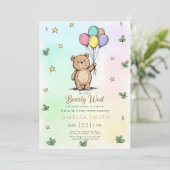 Modern Teddy bear Friendly baby shower 招待状 (スタンド正面)