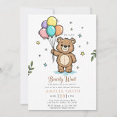 Modern Teddy bear Friendly baby shower 招待状 (正面)