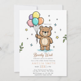 Modern Teddy bear Friendly baby shower 招待状