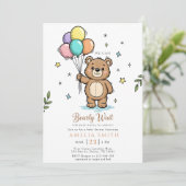 Modern Teddy bear Friendly baby shower 招待状 (スタンド正面)