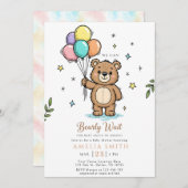 Modern Teddy bear Friendly baby shower 招待状 (正面/裏面)