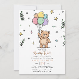 Modern Teddy bear Friendly baby shower 招待状