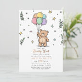 Modern Teddy bear Friendly baby shower 招待状 (スタンド正面)