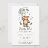 Modern Teddy bear Friendly baby shower 招待状 (正面)