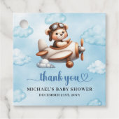 Modern Teddy Bear Pilot Airplane Blue Brown Baby フェイバータグ (正面)
