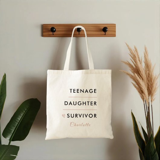 Modern Teen Daughter Survivor Personalized トートバッグ