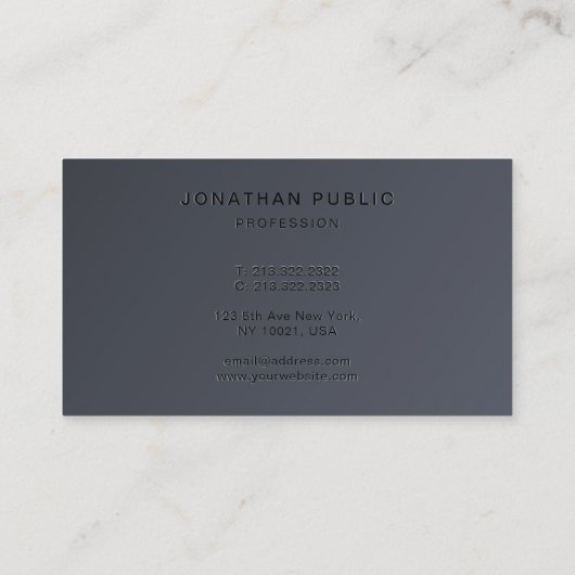 Modern Template Elegant Dark Grey Create Your Own 名刺 (裏面)