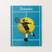 Modern Tennis Player Illustration Blue Court Name