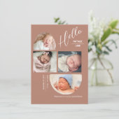 Modern Terracotta 4 Baby Photo Collage Birth  案内状 (スタンド正面)