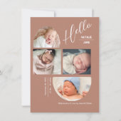 Modern Terracotta 4 Baby Photo Collage Birth  案内状 (正面)