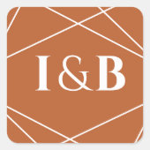 Modern Terracotta and White Geometric Wedding スクエアシール (正面)