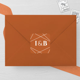Modern Terracotta and White Geometric Wedding スクエアシール