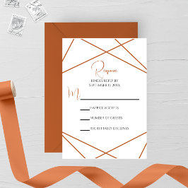 Modern Terracotta and White Geometric Wedding 出欠カード