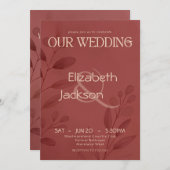 Modern Terracotta Botanical Typography Wedding 招待状 (正面/裏面)