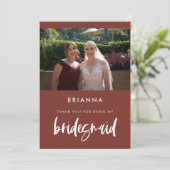 Modern terracotta Bridesmaid thank you card 招待状 (スタンド正面)