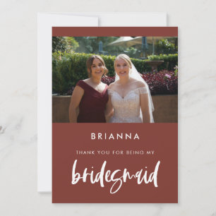 Modern terracotta Bridesmaid thank you card 招待状