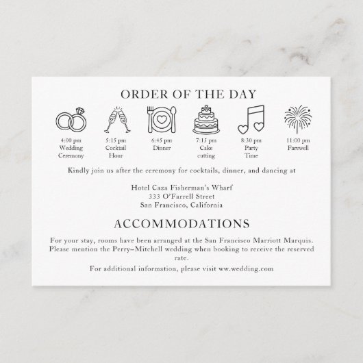 Modern Terracotta Burnt Orange Wedding Timeline エンクロージャーカード (正面)