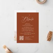 Modern Terracotta Fall Wedding QR Code Details ノートカード (正面/裏面インサイチュ)