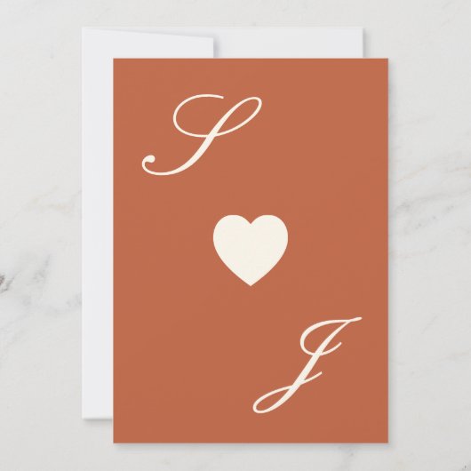 Modern Terracotta Ivory Floral Monogram Wedding 招待状 (裏面)