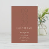 Modern Terracotta Minimalist Wedding Save The Date セーブザデート (スタンド正面)