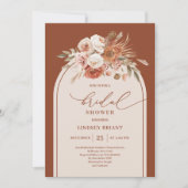 Modern Terracotta Pampas Grass Floral Bridal  招待状 (正面)