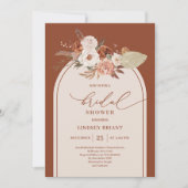 Modern Terracotta Pampas Grass Floral Bridal  招待状 (正面)
