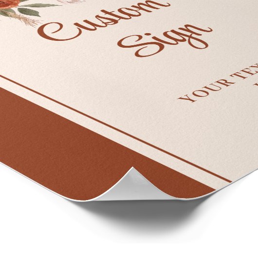 Modern Terracotta Pampas Sage Boho Floral Custom ポスター (角)