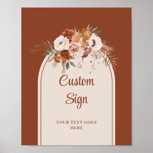 Modern Terracotta Pampas Sage Boho Floral Custom ポスター (正面)