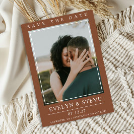 Modern Terracotta Photo Save the Date 招待状