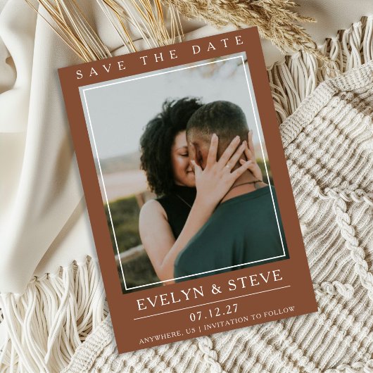 Modern Terracotta Photo Save the Date 招待状