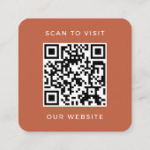 Modern Terracotta QR Code Minimalist Custom Logo スクエア名刺 (裏面)