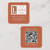 Modern Terracotta QR Code Minimalist Custom Logo スクエア名刺 (正面/裏面)