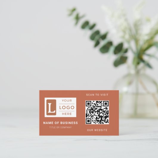 Modern Terracotta QR Code Minimalist Custom Logo 名刺 (スタンド正面)