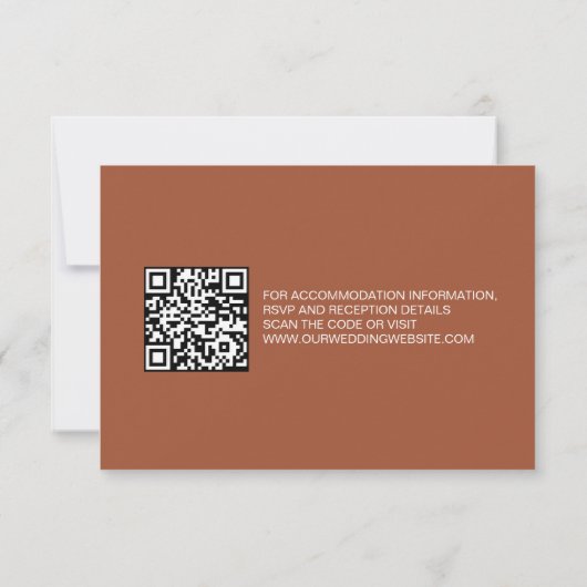 Modern Terracotta QR Code reserved seats wedding 出欠カード (裏面)