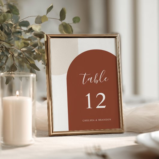 Modern Terracotta Rustic Boho Arch Table Number テーブルナンバー
