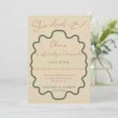 Modern Terracotta She Did It Graduation Party  招待状 (スタンド正面)