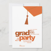 Modern Terracotta Typography Grad Party Photo 招待状 (正面)